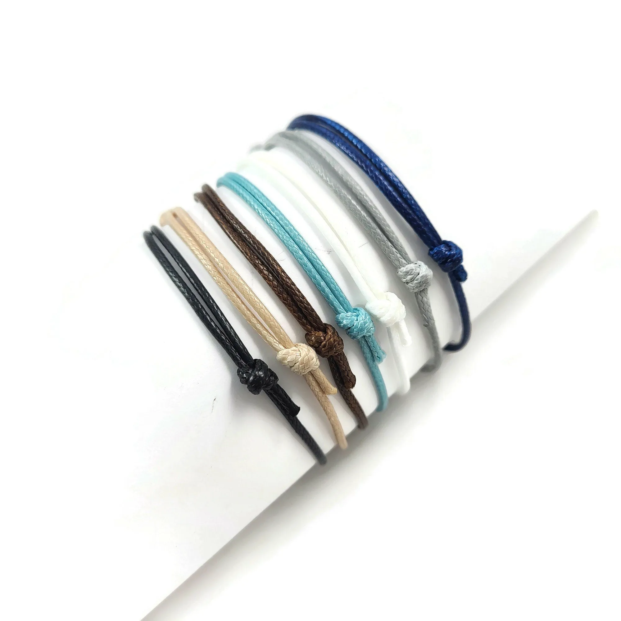 1 Adjustable waxed cord bracelet