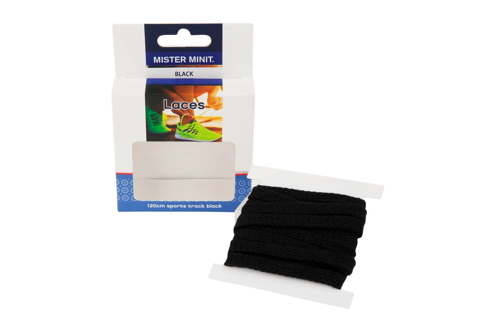 120cm Sports Track Flat Black Laces