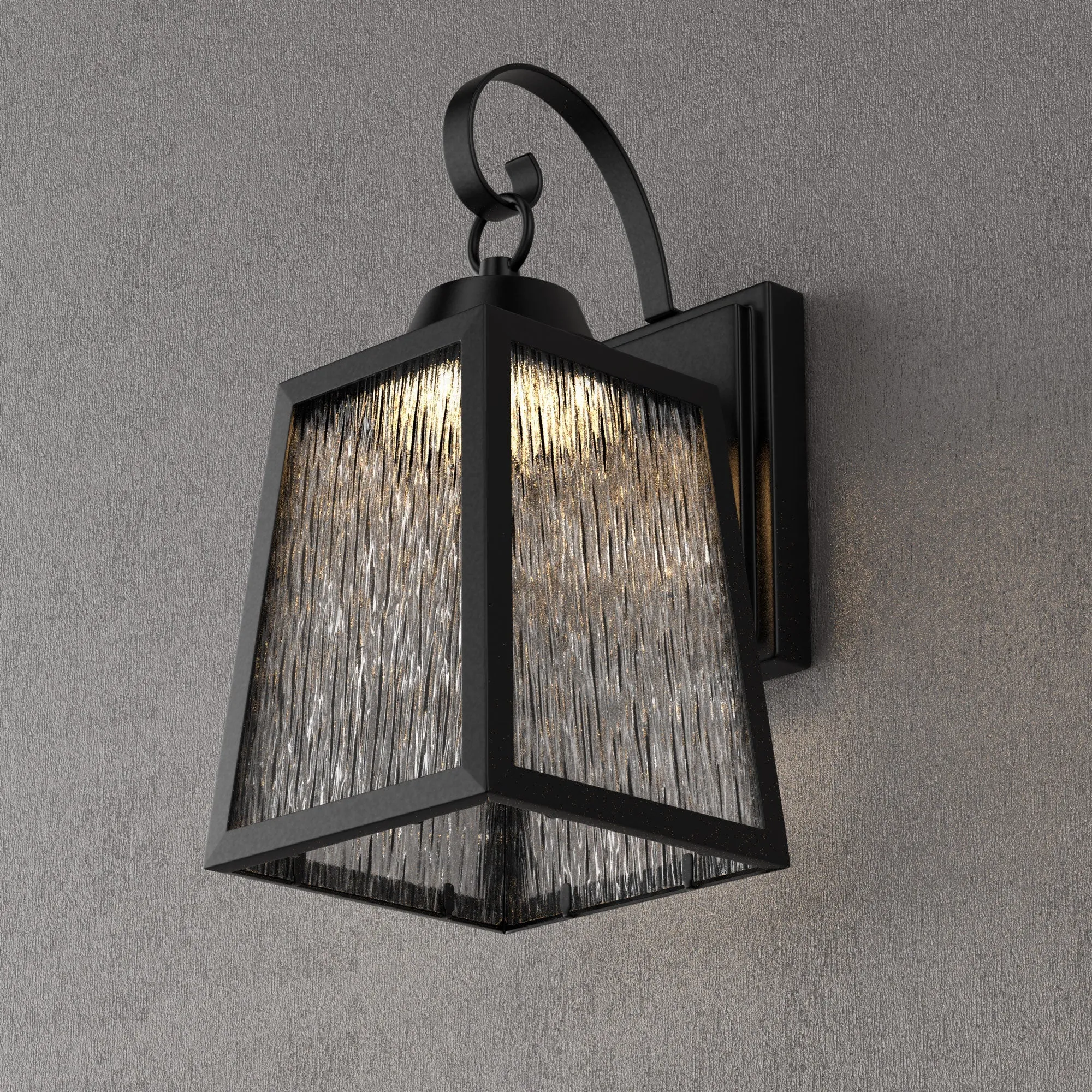 12W LED Outdoor Wall Lantern Fixture with Water Glass Shade, 4000K (Cool White), Dimmable, ETL Listed