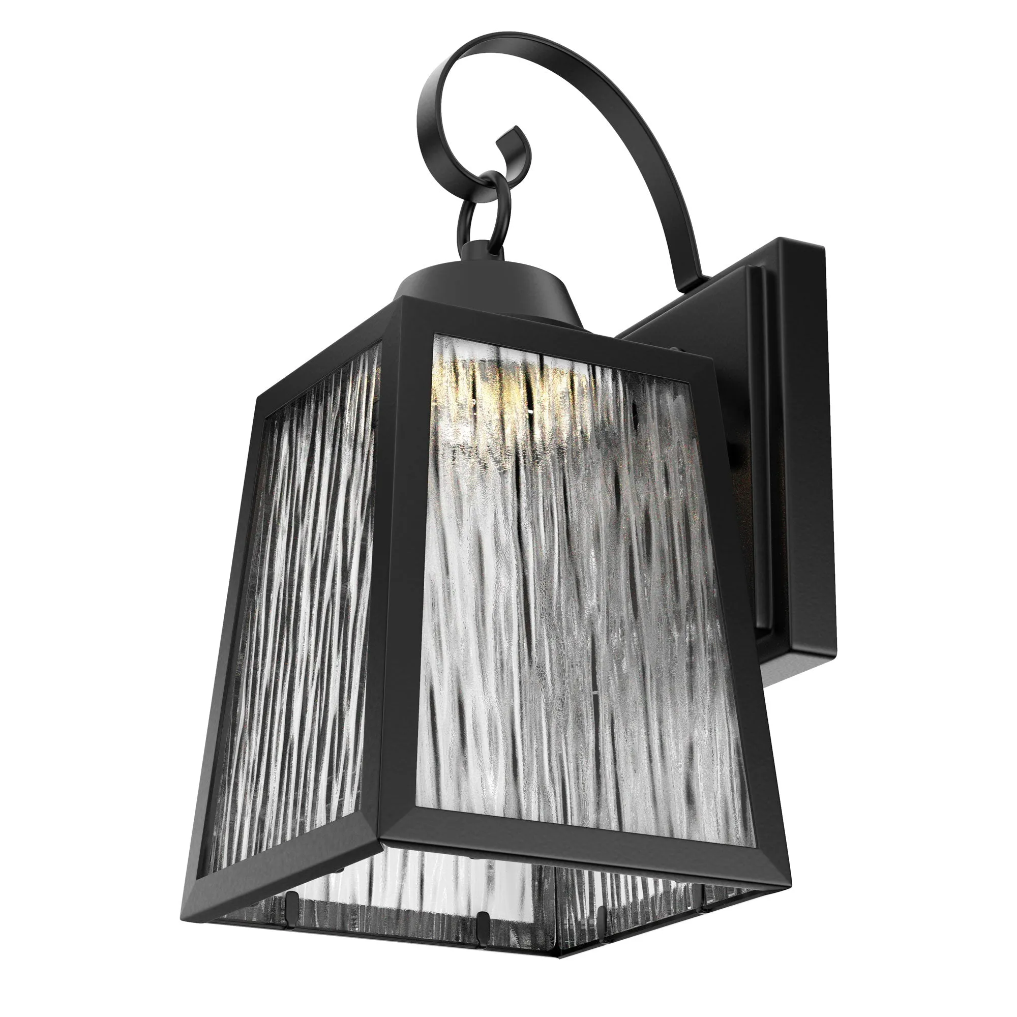 12W LED Outdoor Wall Lantern Fixture with Water Glass Shade, 4000K (Cool White), Dimmable, ETL Listed