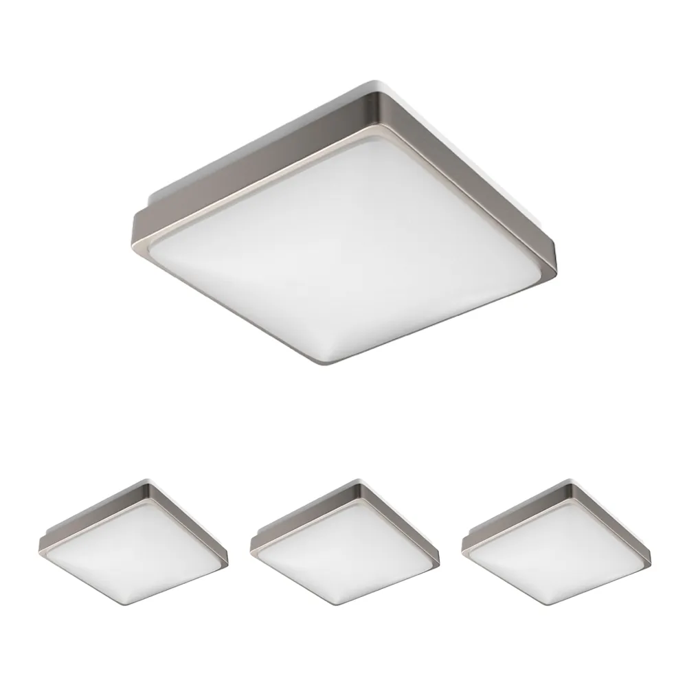 15W Square LED Flush Mount Ceiling Light - 11 inch Brushed Nickel - 1050 Lm - Single Ring