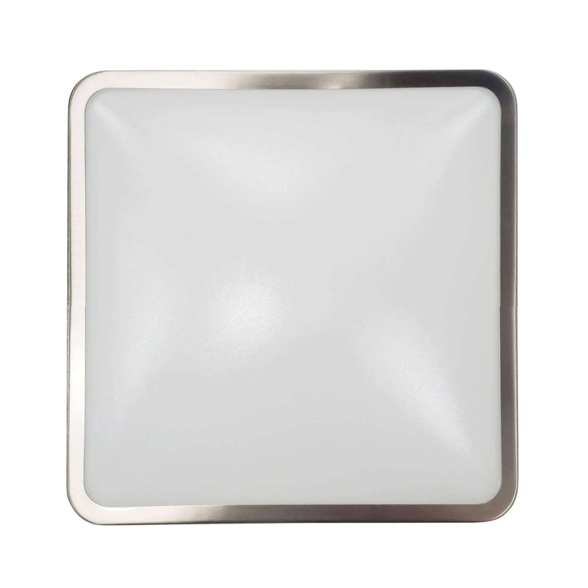 15W Square LED Flush Mount Ceiling Light - 11 inch Brushed Nickel - 1050 Lm - Single Ring
