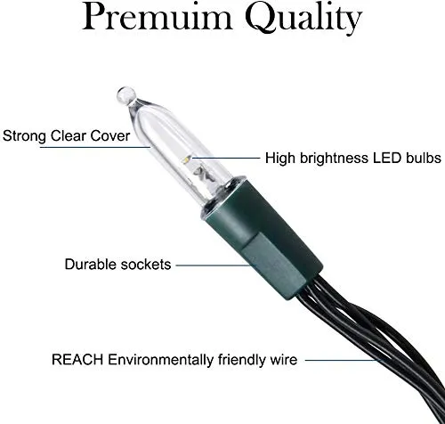 300 LED Christmas Mini String Lights - 99ft - Fairy Lights with Safe Adapter - Warm White
