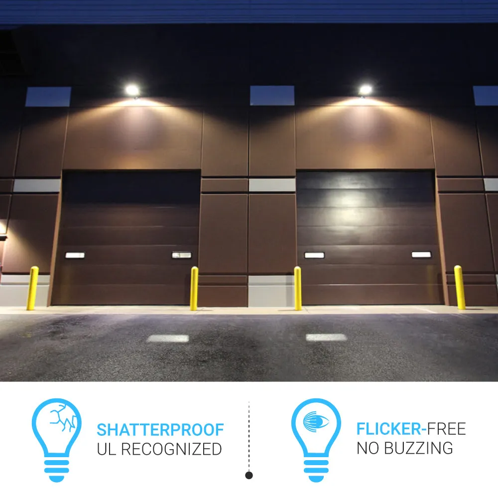80W LED Wall Pack Light With Photocell Sensor - 10,173 Lumens, 5700K Bronze Finish - Forward Throw