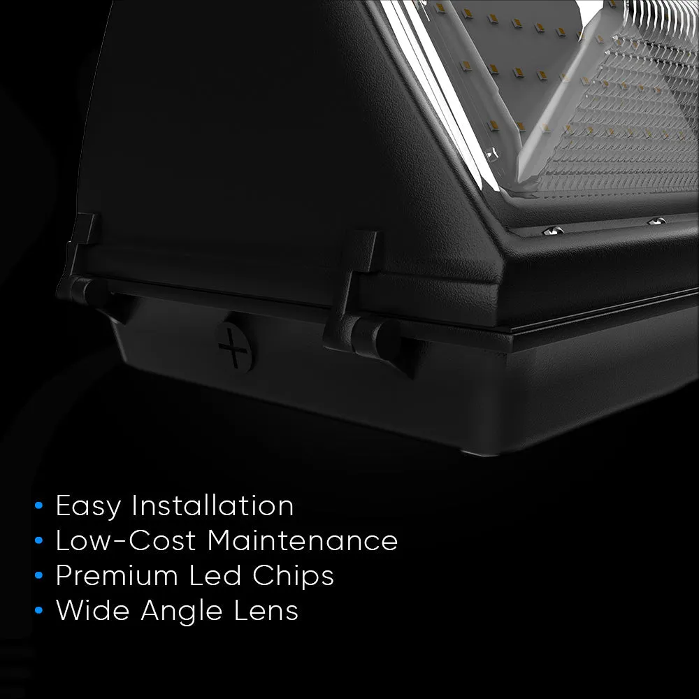 80W LED Wall Pack Light With Photocell Sensor - 10,173 Lumens, 5700K Bronze Finish - Forward Throw