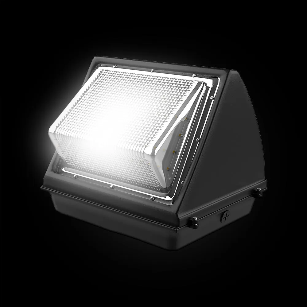 80W LED Wall Pack Light With Photocell Sensor - 10,173 Lumens, 5700K Bronze Finish - Forward Throw