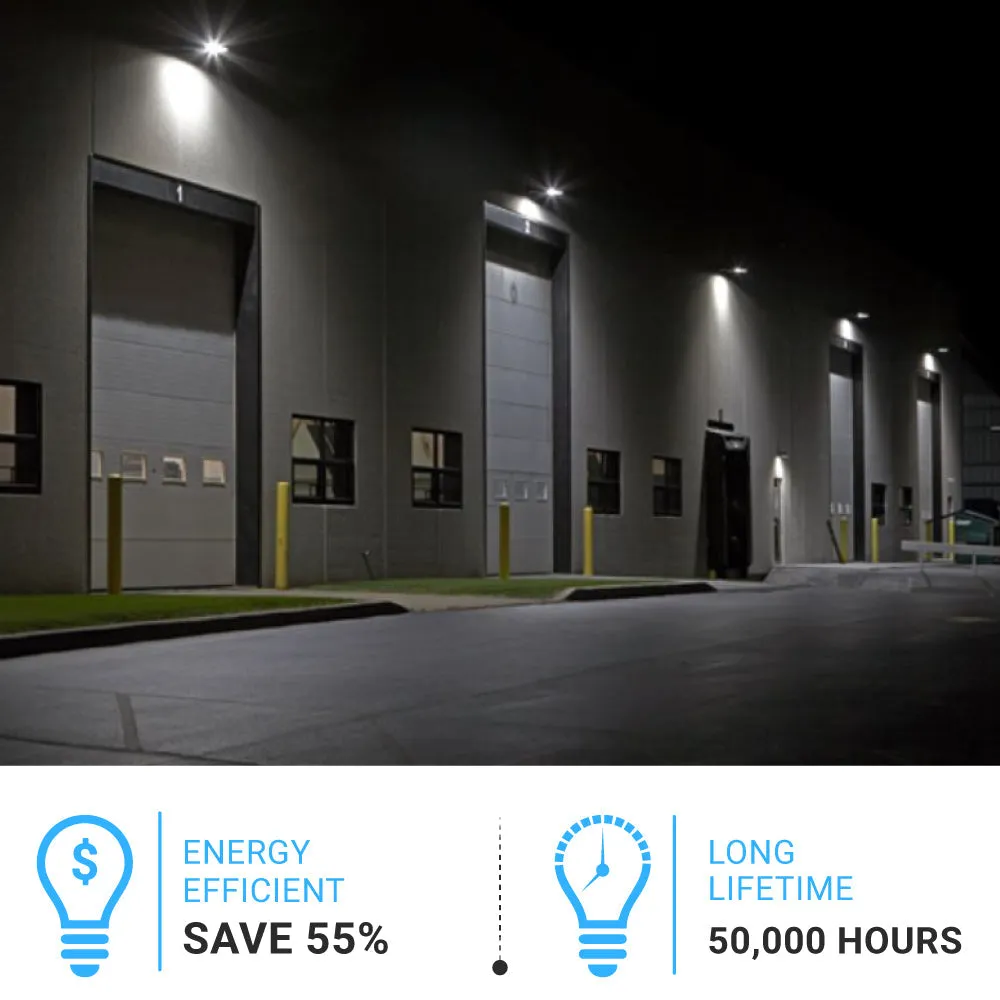 80W LED Wall Pack Light With Photocell Sensor - 10,173 Lumens, 5700K Bronze Finish - Forward Throw