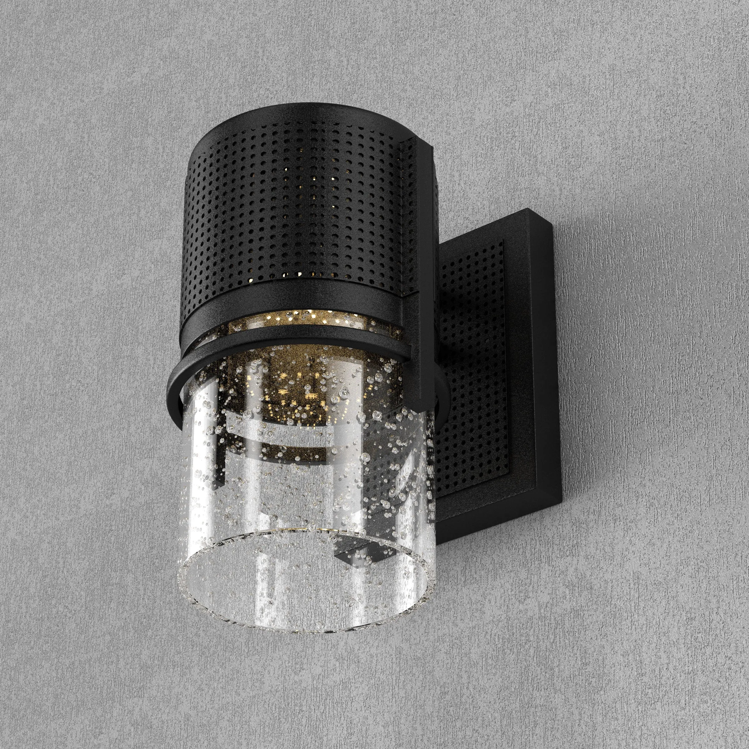 9W Cylinder LED Wall Sconce Light 5000K Daylight White, 500 Lumens, LED Outdoor Wall Light, Clear Bubble Glass, 120V Dimmable ETL Listed Textured Black Finish
