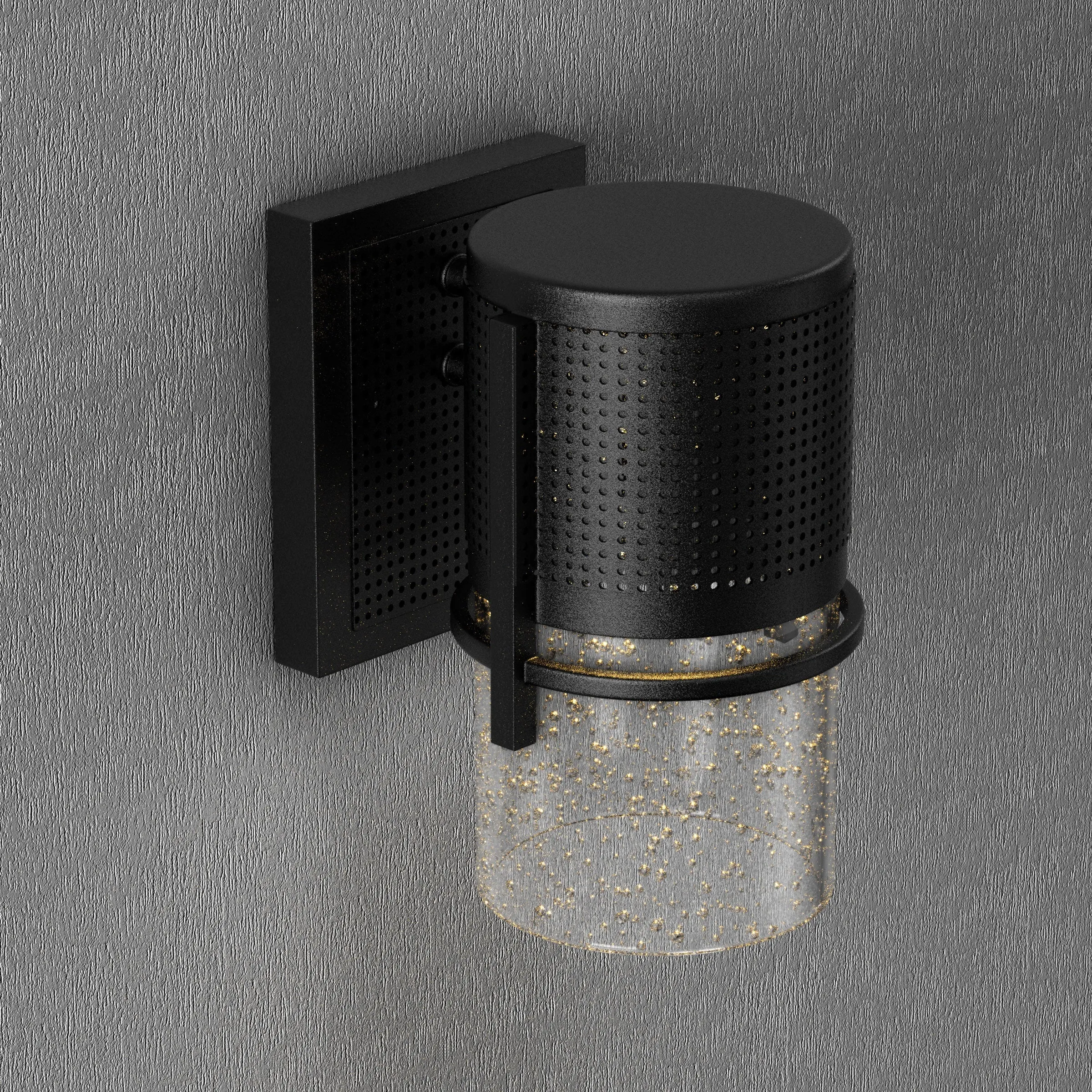 9W Cylinder LED Wall Sconce Light 5000K Daylight White, 500 Lumens, LED Outdoor Wall Light, Clear Bubble Glass, 120V Dimmable ETL Listed Textured Black Finish