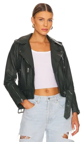 ALLSAINTS Balfern Biker Jacket in Dark Green