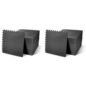 BalanceFrom Fitness 144 Square Foot EVA Foam Exercise Mat Tiles, Black (2 Pack)