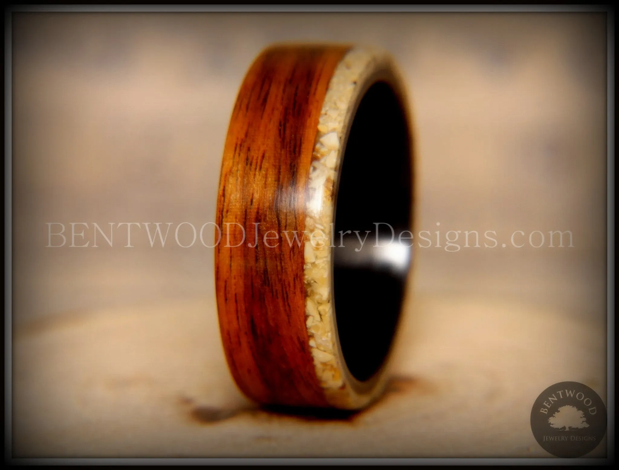 Bentwood Ring - "Beaches Edge" Rosewood Sand Inlay Carbon Fiber Core