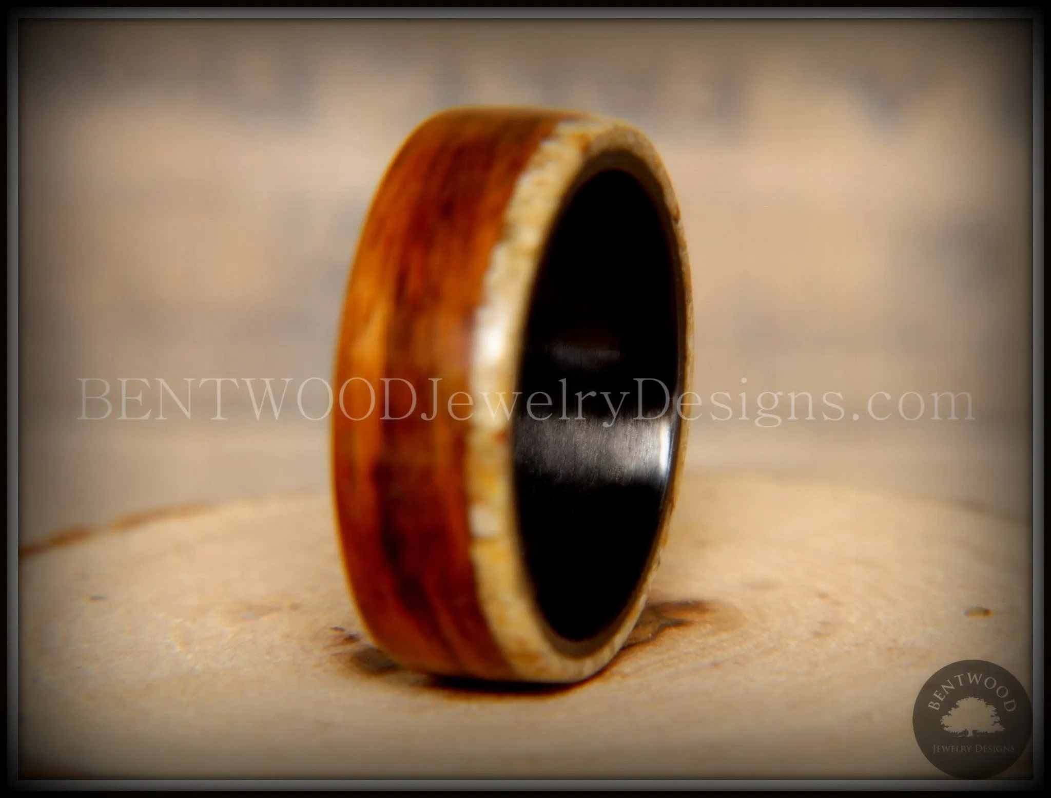 Bentwood Ring - "Beaches Edge" Rosewood Sand Inlay Carbon Fiber Core
