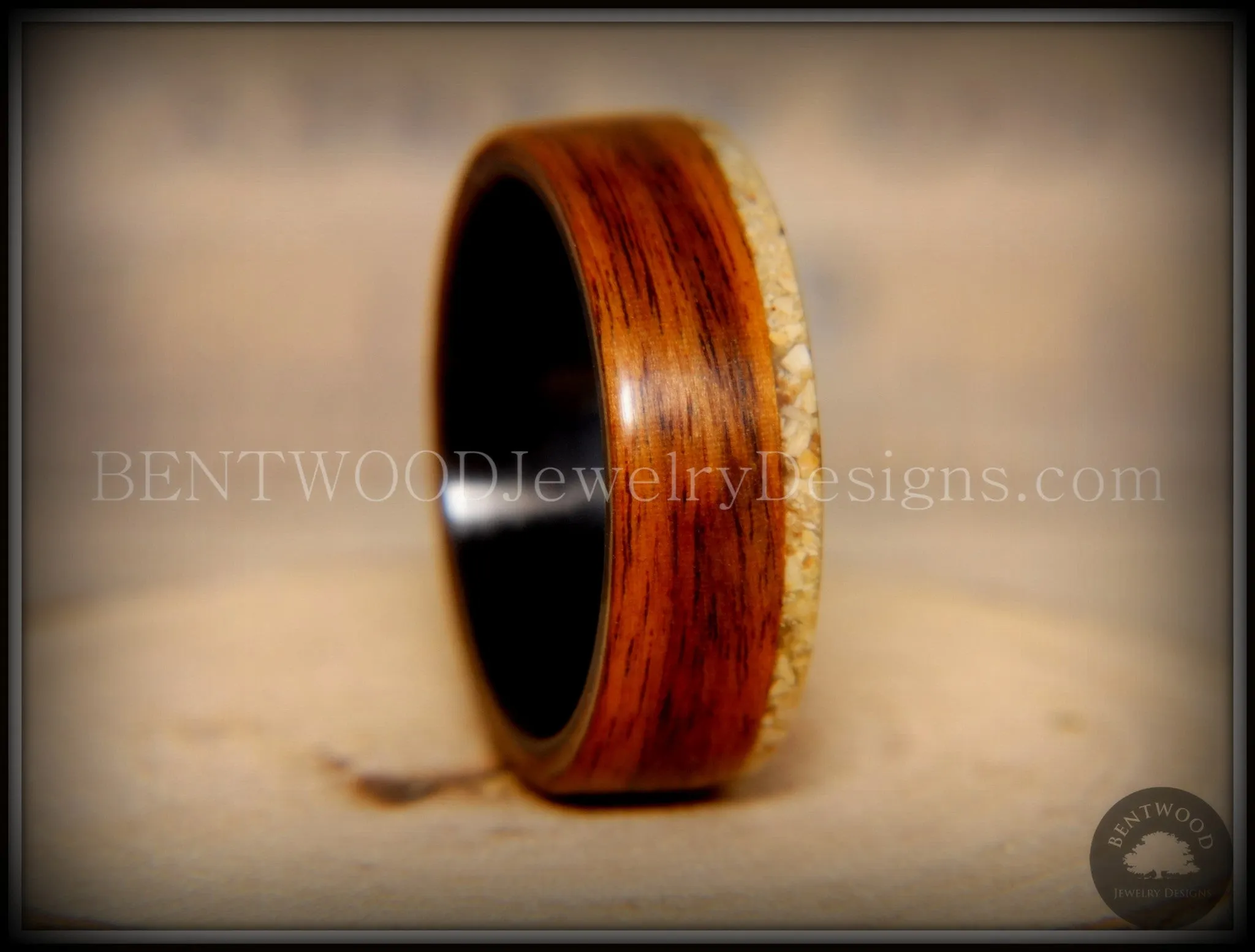Bentwood Ring - "Beaches Edge" Rosewood Sand Inlay Carbon Fiber Core