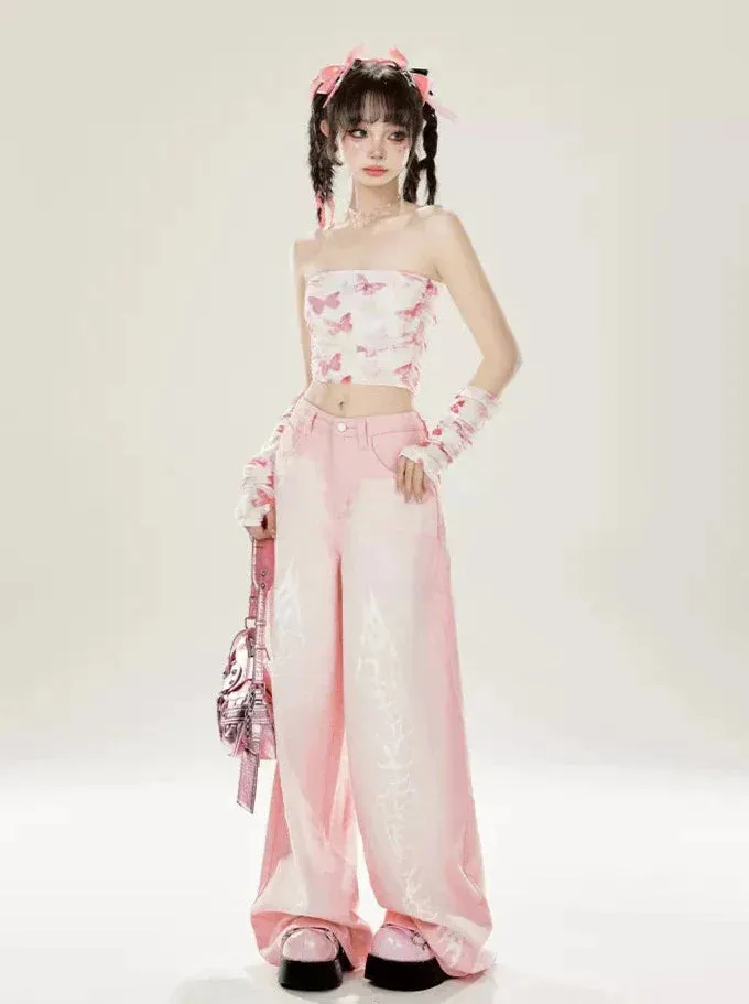 Butterfly   Top Arm Cover Tube Print Sleeves Mesh