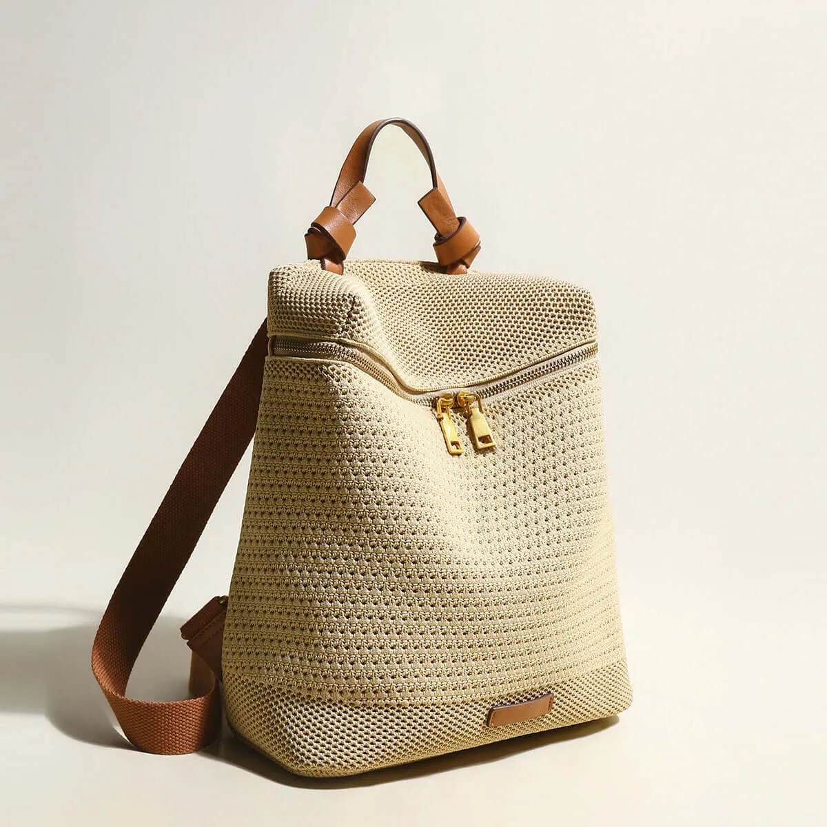 Casual Knitted Khaki Backpack