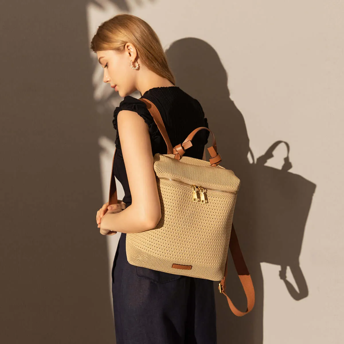 Casual Knitted Khaki Backpack