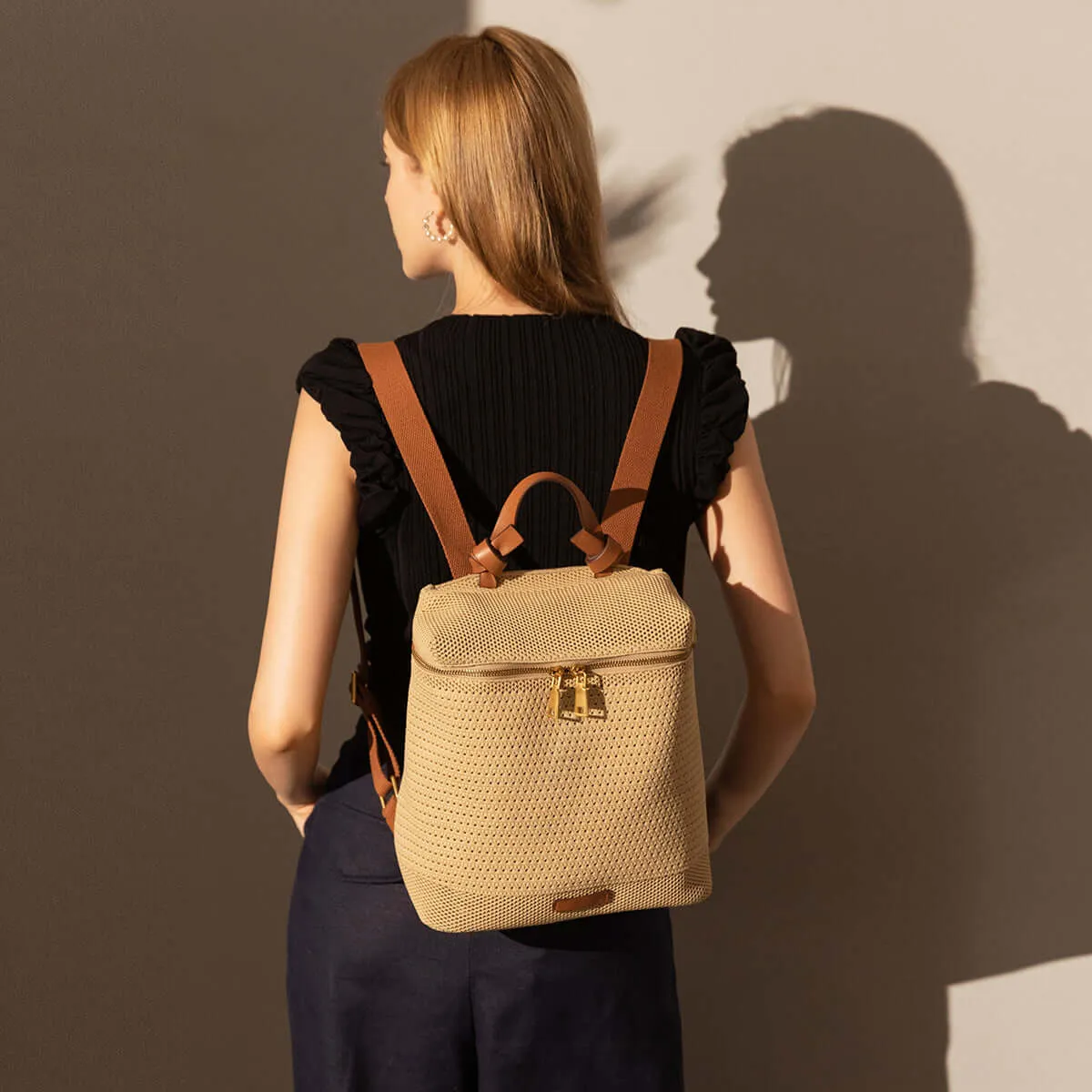 Casual Knitted Khaki Backpack