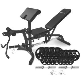 CORTEX BN-11 Exercise FID Bench   85kg Olympic Tri-Grip Weight Plate and Dumbbell Package