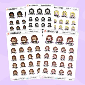Crystal Meditation Kawaii Girl Stickers