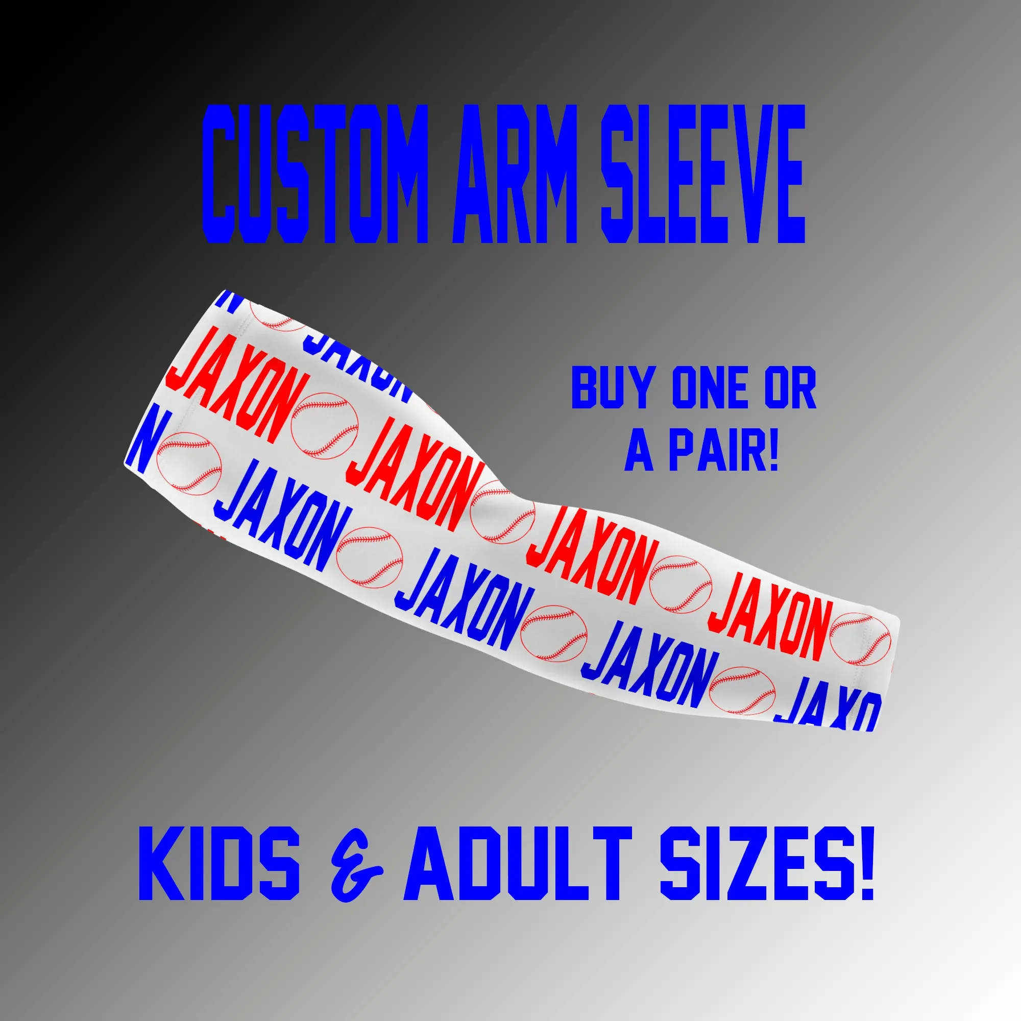 Custom Baseball Arm Sleeves With Names - Single or Pair