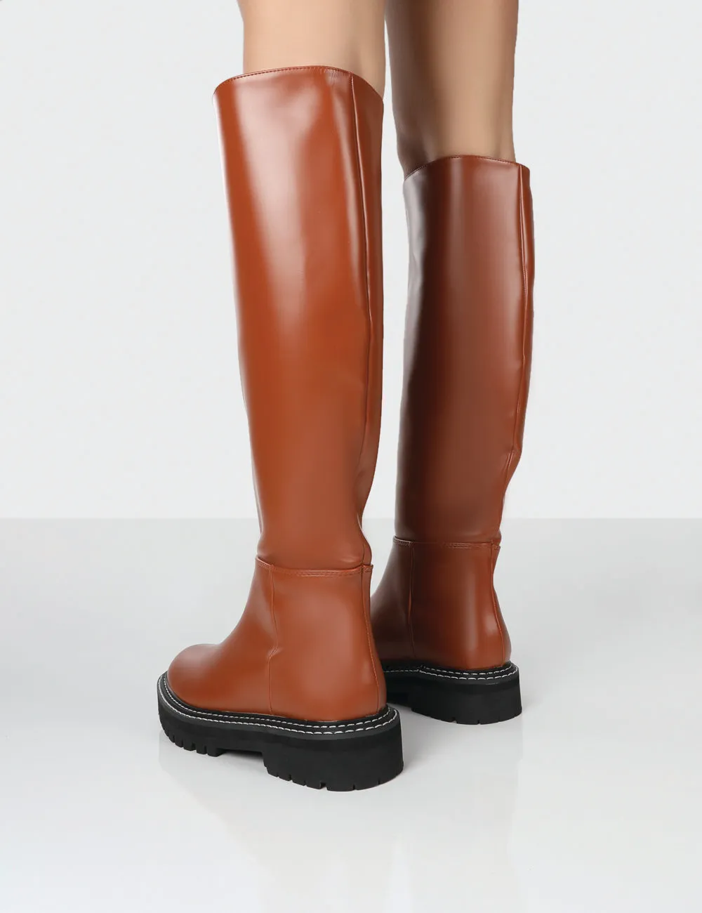Dana Tan Pu Chunky Sole Knee High Boots