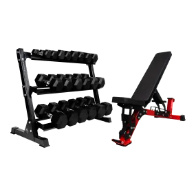 Hex Dumbbell Set (5-50lbs) & Heavy Duty Bench Bundle