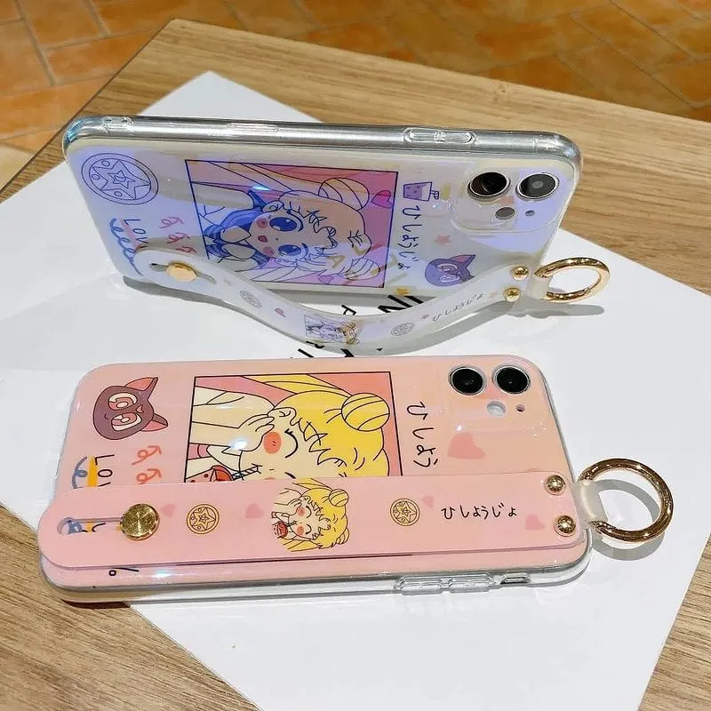 Kawaii Pink Sailor Moon Wristband iPhone Case