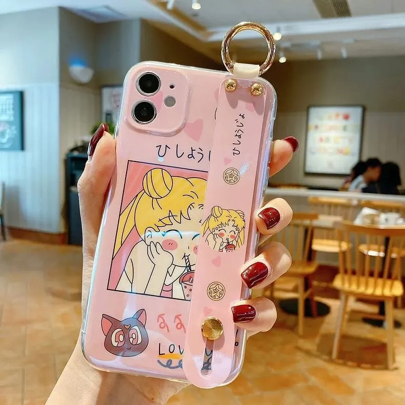 Kawaii Pink Sailor Moon Wristband iPhone Case