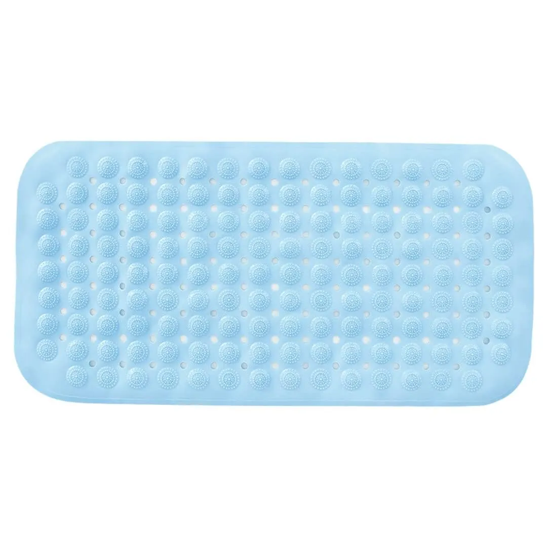Kuber Industries Bathroom Mat|Anti Slip Mat for Bathroom Floor|Durable,Wear Resistant & Easy to Maintain|Acupressure & Foot Massager Door Mat with Water Drainage Holes|JL01|35 x 70 cm|Blue (Pack Of 3)