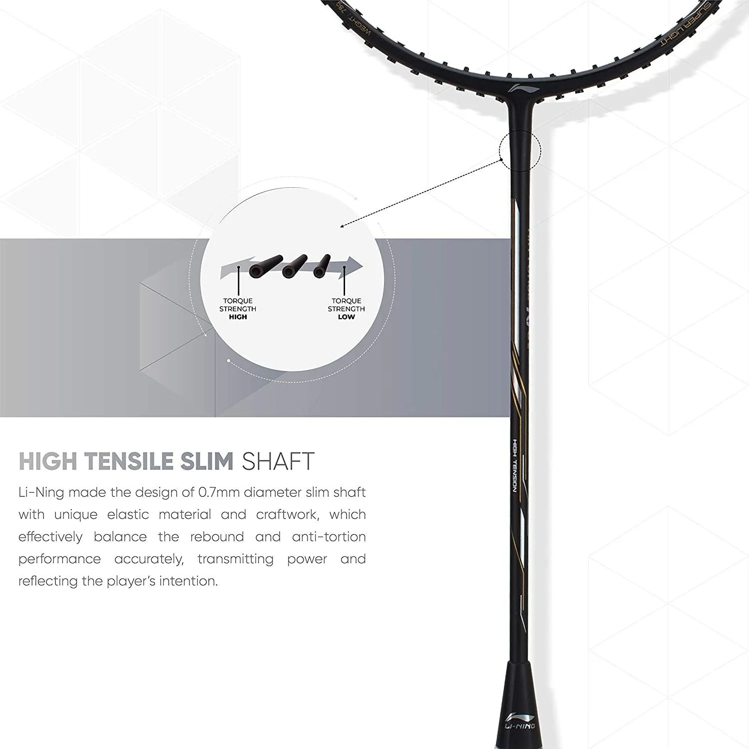 Li-Ning Air Force 78 G2 Carbon Fibre Badminton Racket with Free Full Cover Black/Silver