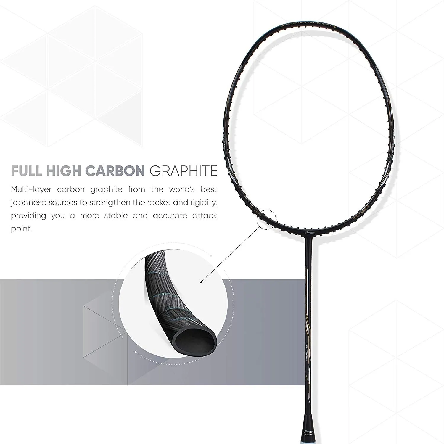 Li-Ning Air Force 78 G2 Carbon Fibre Badminton Racket with Free Full Cover Black/Silver