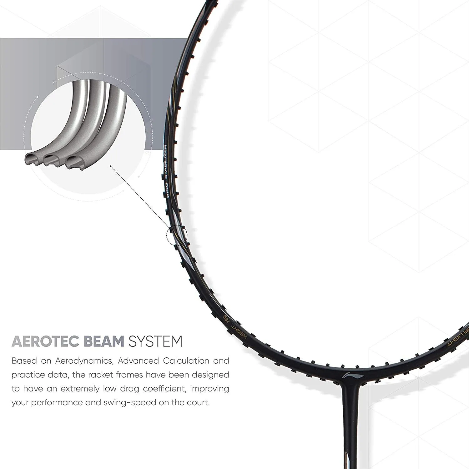 Li-Ning Air Force 78 G2 Carbon Fibre Badminton Racket with Free Full Cover Black/Silver