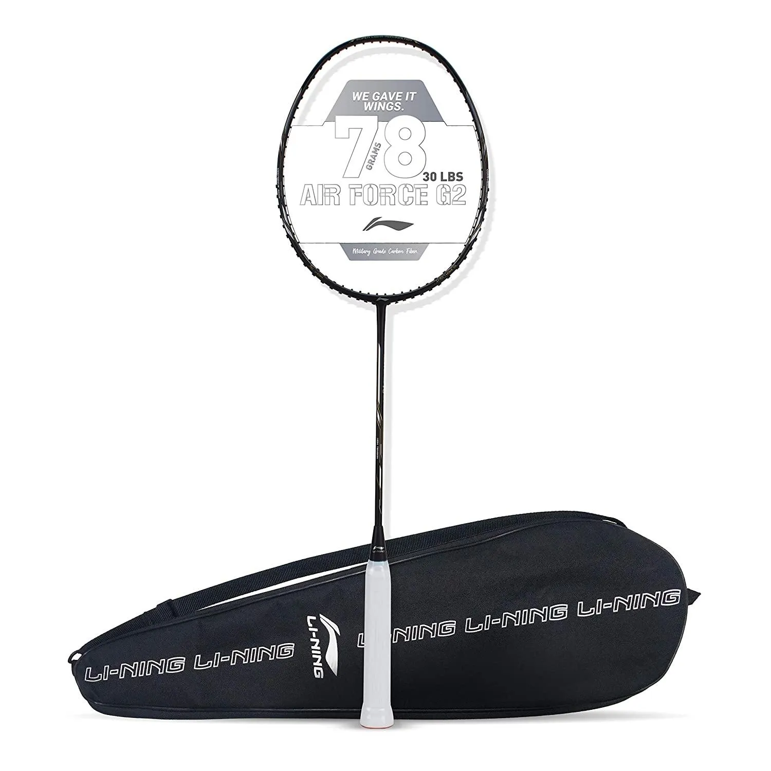 Li-Ning Air Force 78 G2 Carbon Fibre Badminton Racket with Free Full Cover Black/Silver