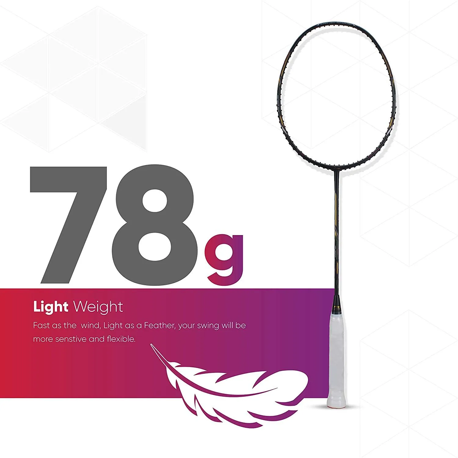 Li-Ning Air Force 78 G2 Carbon Fibre Badminton Racket with Free Full Cover Charcoal/Gold