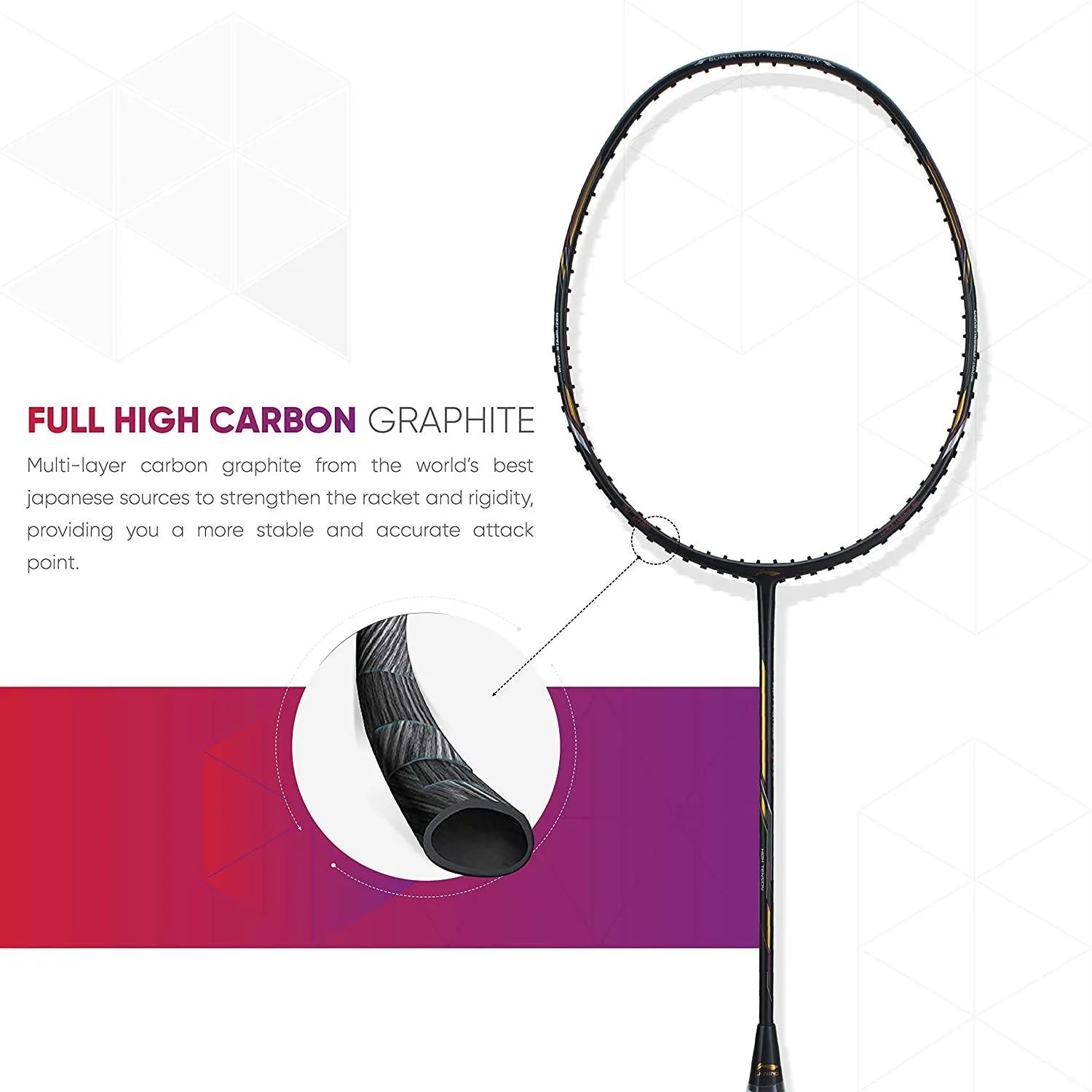 Li-Ning Air Force 78 G2 Carbon Fibre Badminton Racket with Free Full Cover Charcoal/Gold