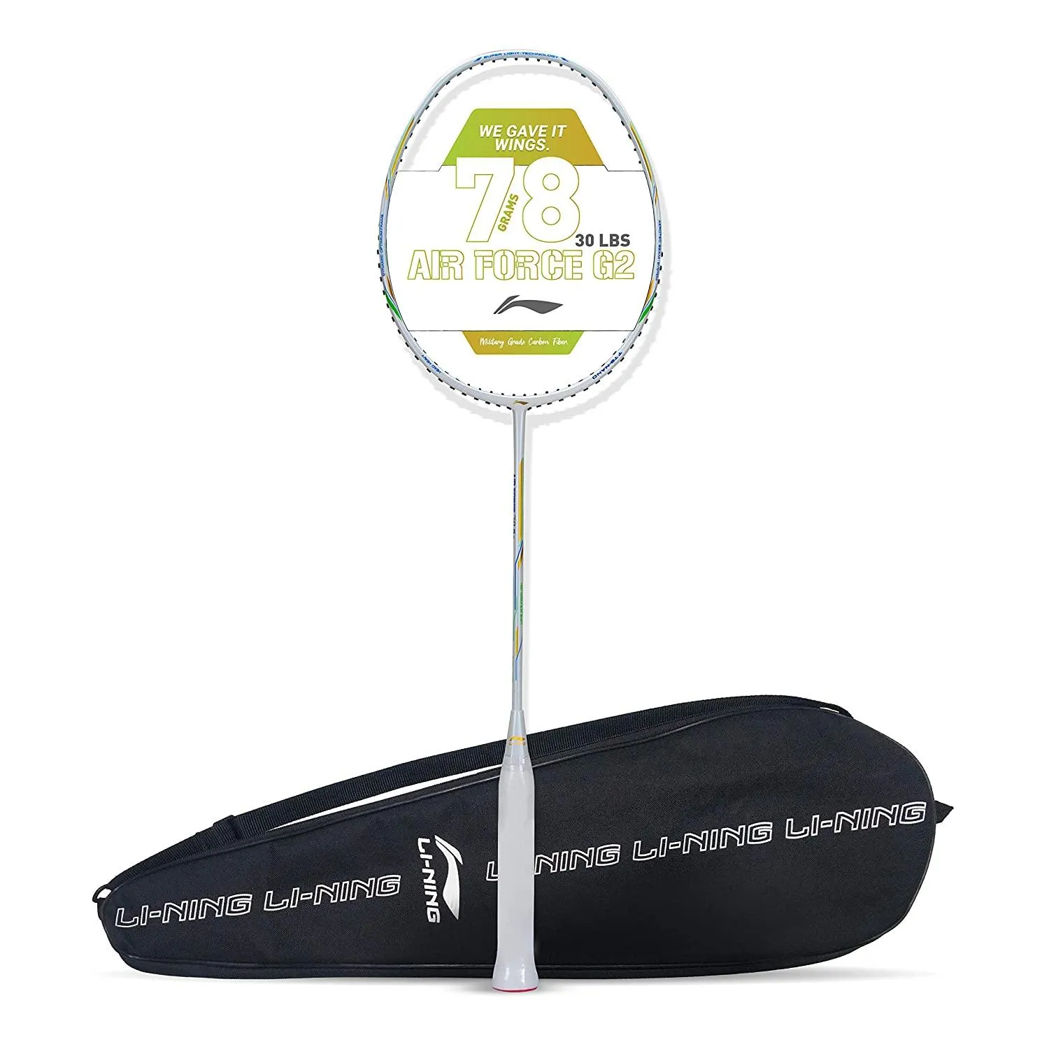 Li-Ning Air Force 78 G2 Carbon Fibre Badminton Racket with Free Full Cover White/Gold
