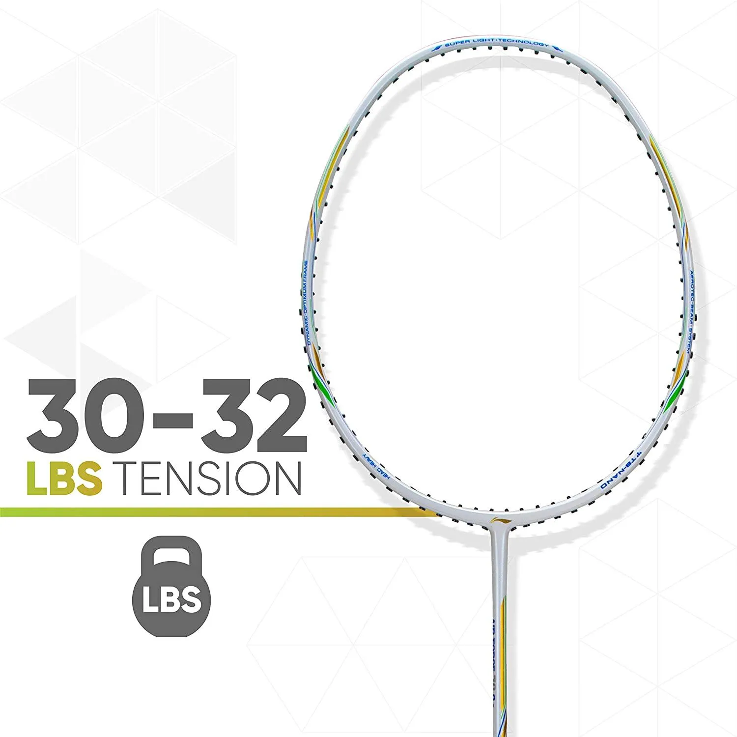 Li-Ning Air Force 78 G2 Carbon Fibre Badminton Racket with Free Full Cover White/Gold