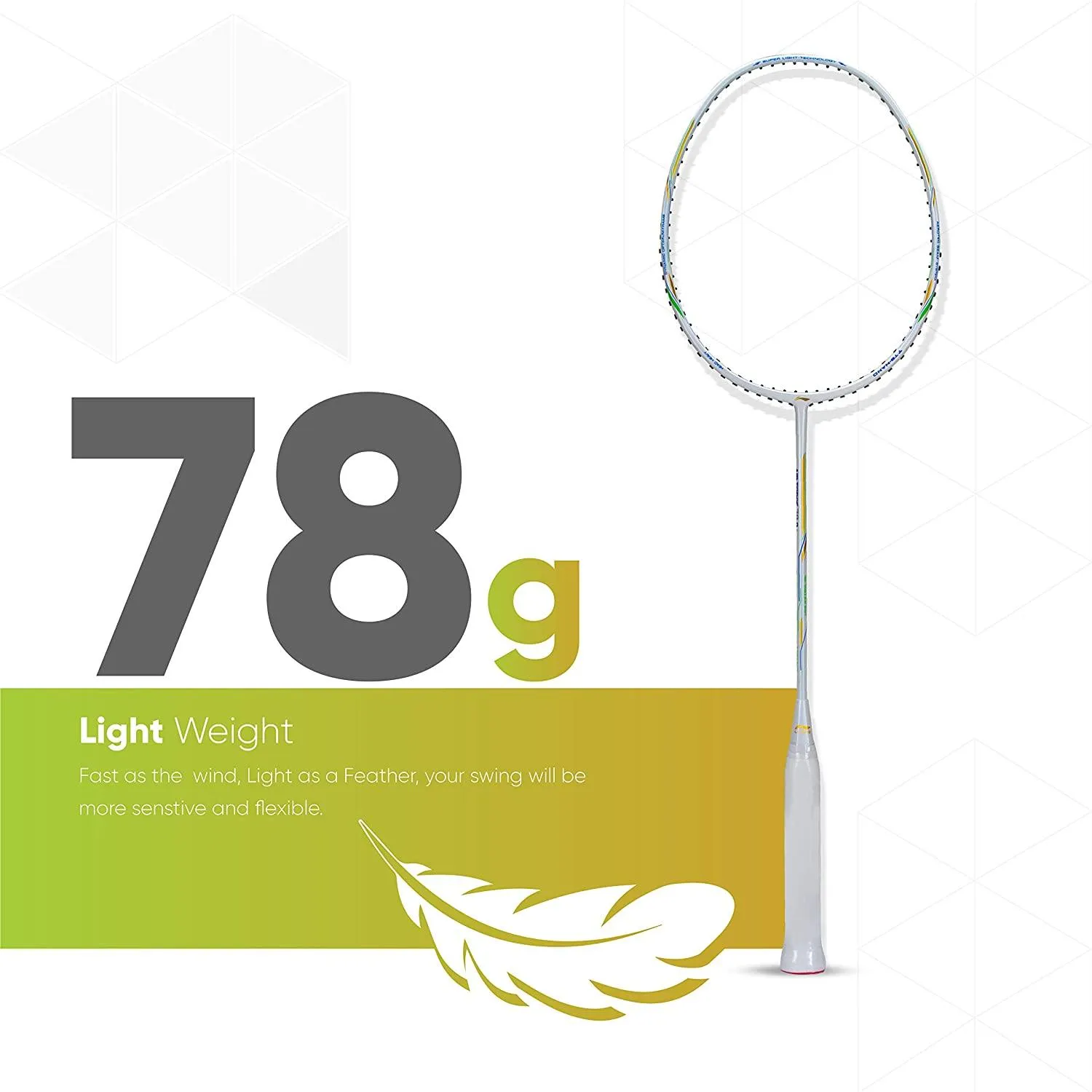 Li-Ning Air Force 78 G2 Carbon Fibre Badminton Racket with Free Full Cover White/Gold