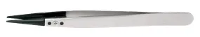 Lindstrom 00CFR-SA ESD-Safe Stainless Steel Tweezer with Replaceable Straight, Flat Edge, Thick, Pointed Carbon Fiber Tips