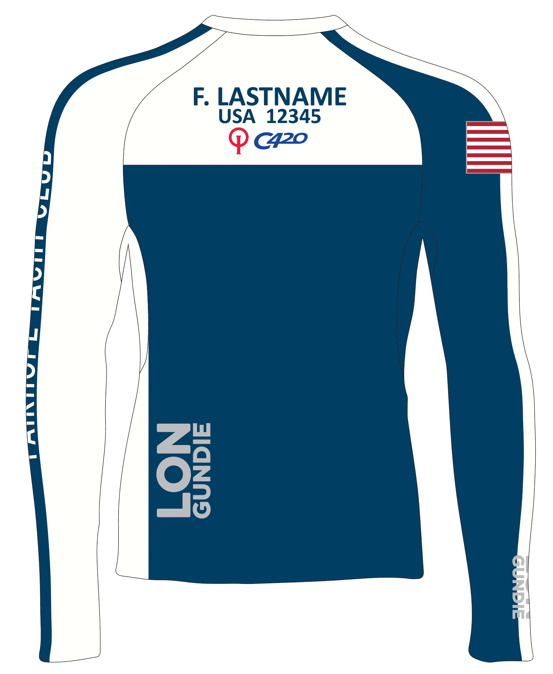 MEN RASH GUARD TOP FITTED BLUE | FAIRHOPE YACHT CLUB | PSNLZ'D