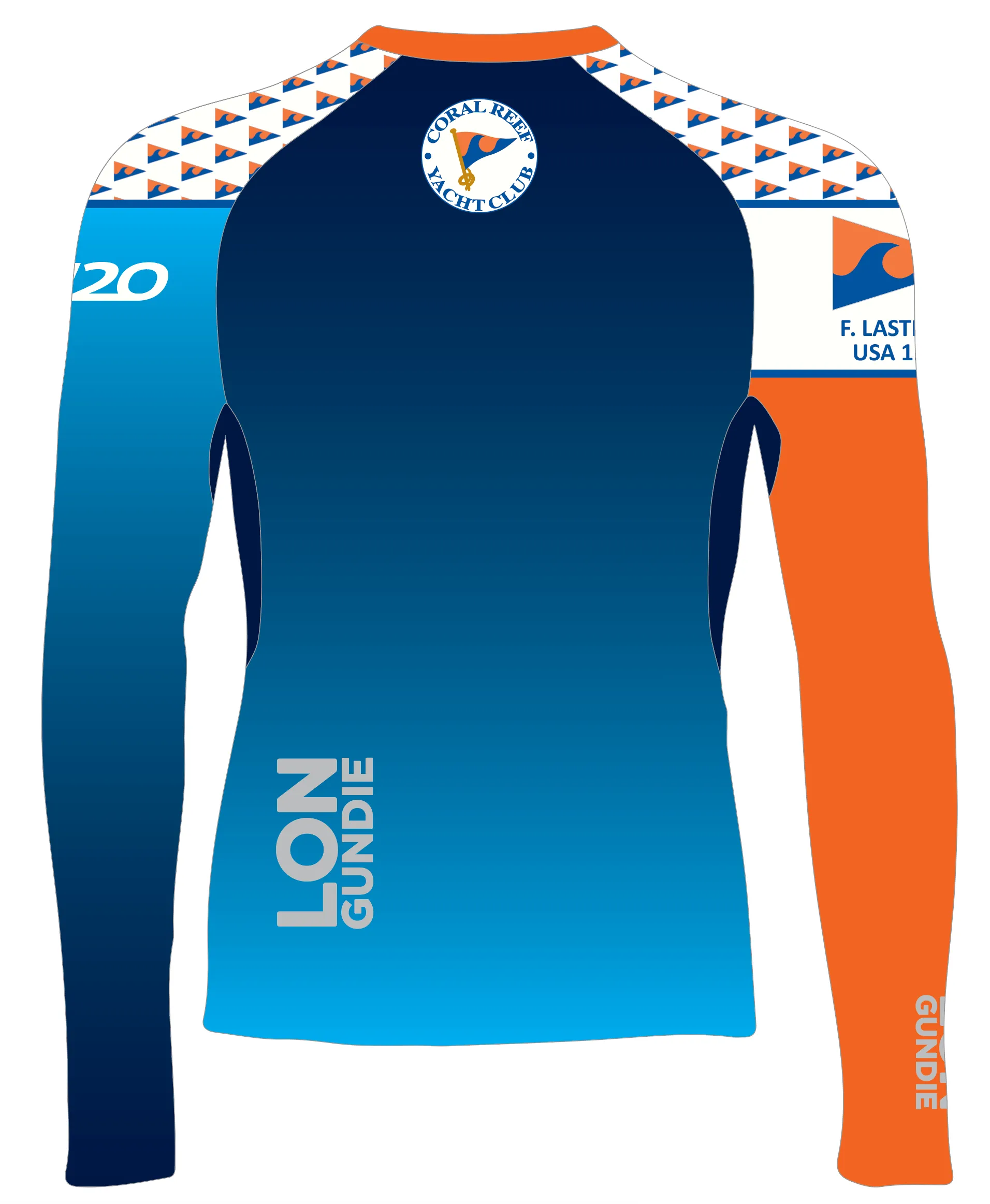 MEN TECH-TEE TOP LONG SLEEVE BLUE | CORAL REEF YACHT CLUB  | PSNLZ'D