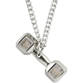 Men's Philippians 4:13 Stainless Steel Dumbbell Necklace