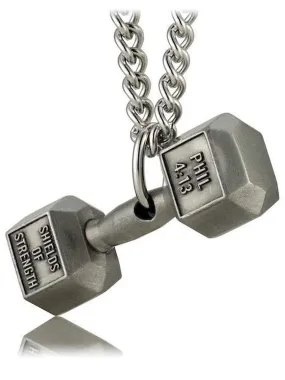 Men's Stainless Steel Philippians 4:13 Dumbbell Necklace