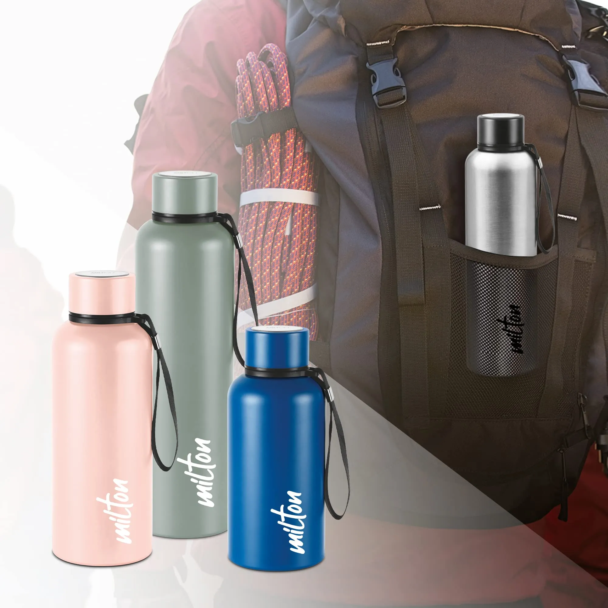 Milton Aura 1000 Thermosteel Bottle, 1.05 Litre, Beige | 24 Hours Hot and Cold | Easy to Carry | Rust & Leak Proof | Tea | Coffee | Office| Gym | Home | Kitchen | Hiking | Trekking | Travel Bottle