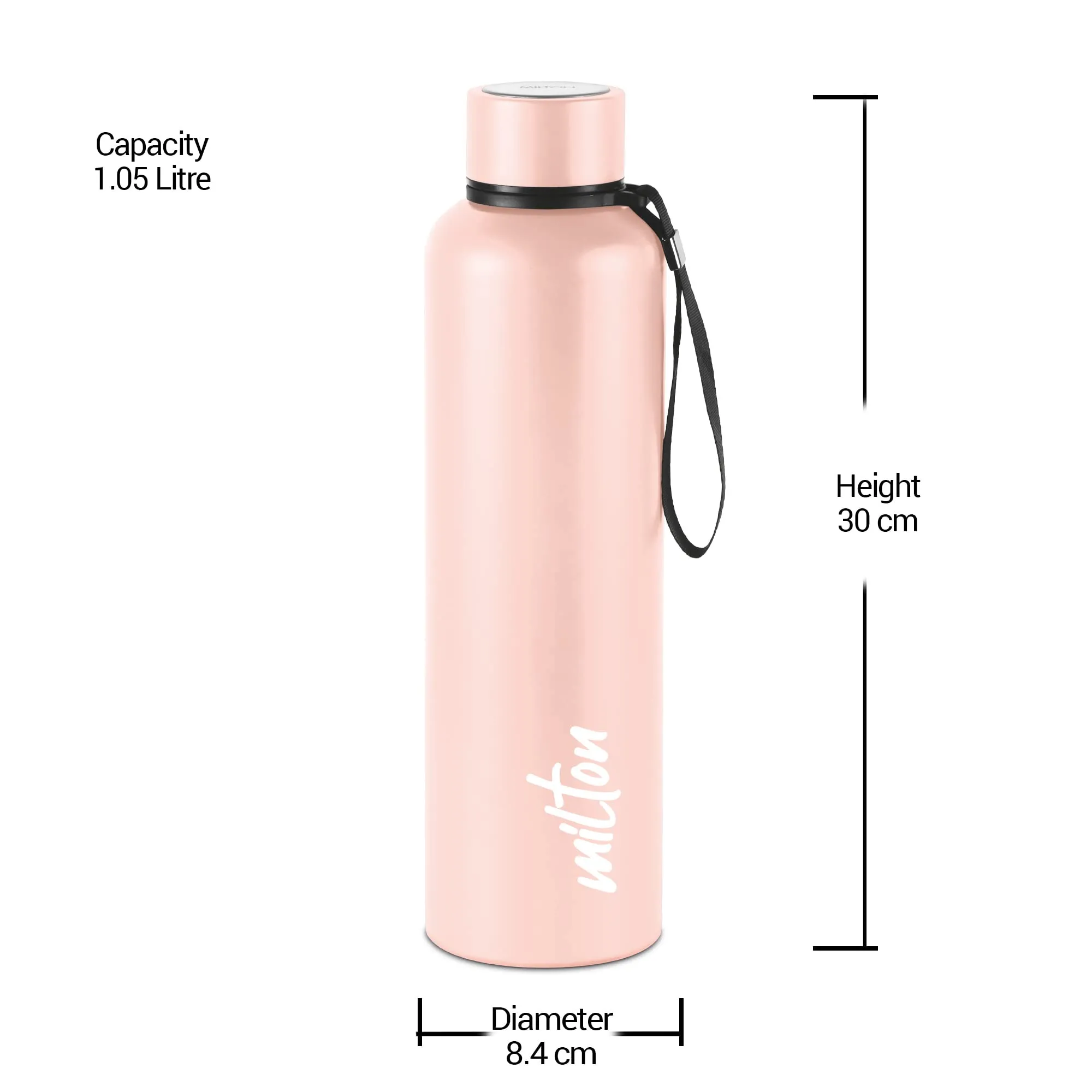 Milton Aura 1000 Thermosteel Bottle, 1.05 Litre, Beige | 24 Hours Hot and Cold | Easy to Carry | Rust & Leak Proof | Tea | Coffee | Office| Gym | Home | Kitchen | Hiking | Trekking | Travel Bottle