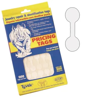 Original White Dumbbell Adhesive Tear-Proof Tags (1000pcs/Box)