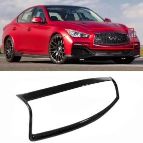 Real Carbon Fiber Grill Trim Cover Frame Overlay For Infiniti Q50 2014-2017