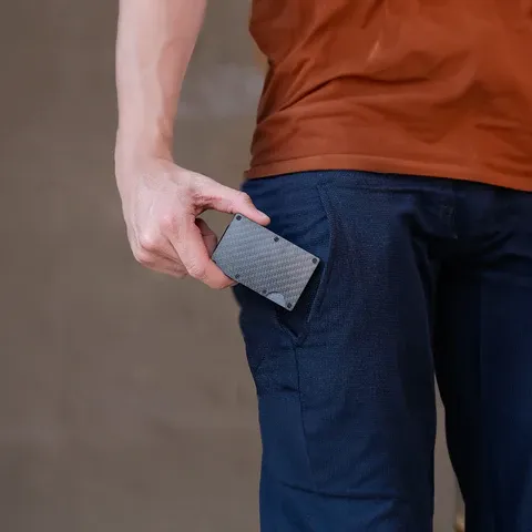 RFID Blocking Men's Carbon Fiber Metal Wallet