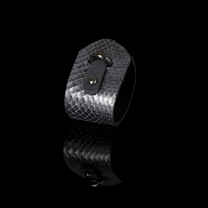 The Navy Blue Wide Leather Wristband
